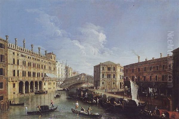 Venise, Le Pont Du Rialto Oil Painting by Giovanni Richter