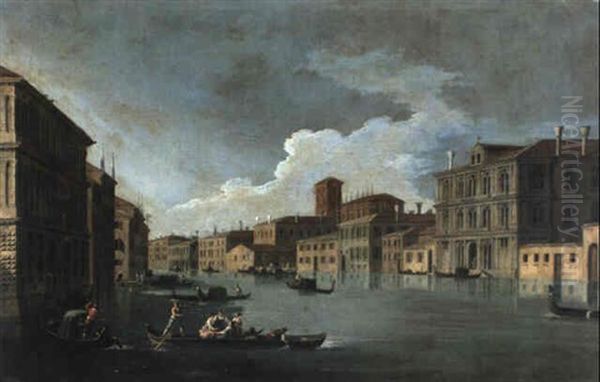 Venedig: Canale Grande Beim Palazzo Vendramin Galergi Oil Painting by Giovanni Richter