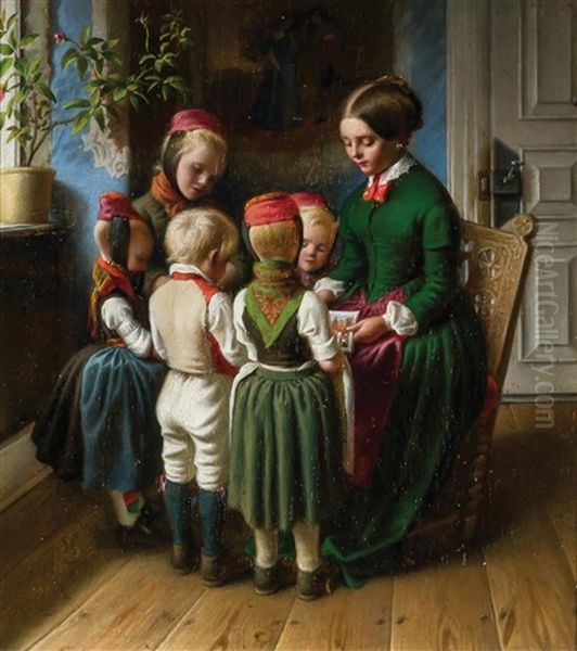 Story Hour Oil Painting by Gustav Karl Ludwig Richter