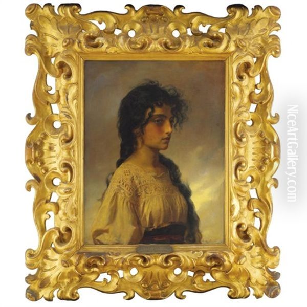 Neopolitan Girl Oil Painting by Gustav Karl Ludwig Richter