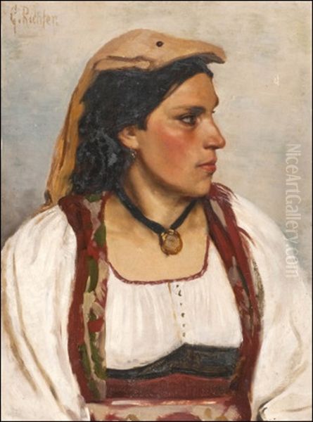 Peasant Girl Oil Painting by Gustav Karl Ludwig Richter