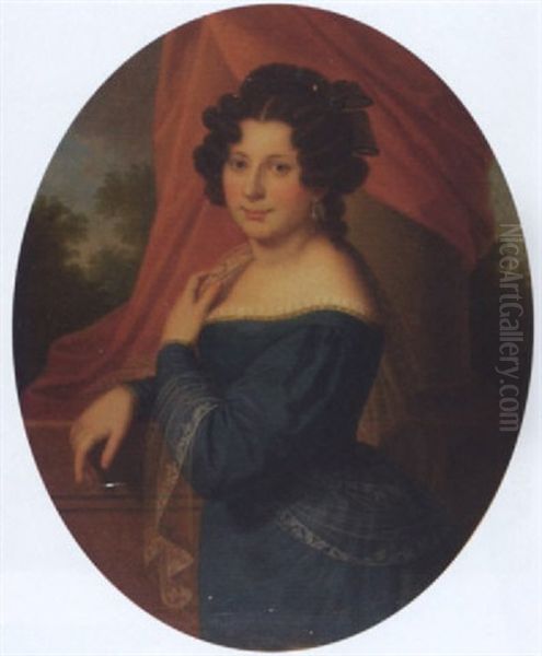 Bildnis Der Antoinette Marie Josephine Caroline Frieda Herzogin Von Anhalt Oil Painting by Gustav Karl Ludwig Richter