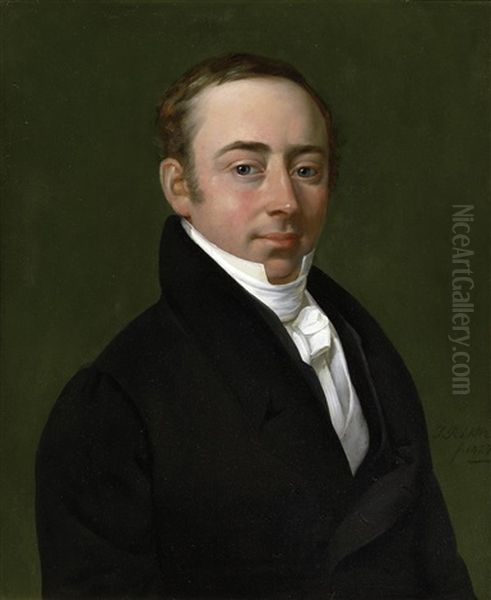 Portrat Karl Baedeker Oil Painting by Johann Heinrich Richter