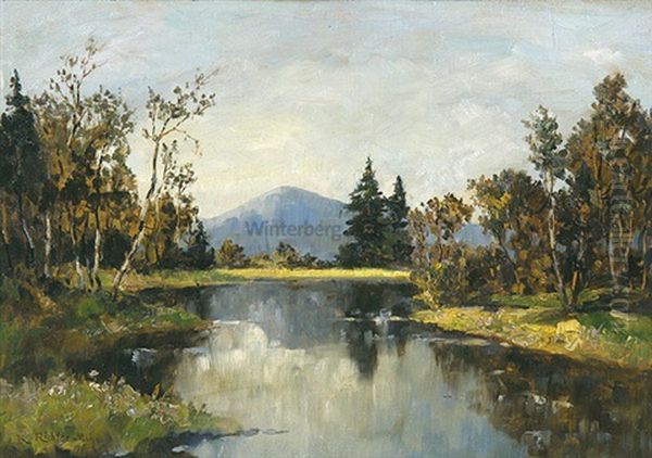 Voralpenlandschaft Mit Altwasser Oil Painting by Klaus Carl Friedrich Richter