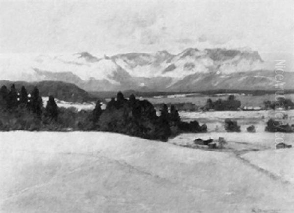 Winter Am Staffelsee - Fohnstimmung Oil Painting by Klaus Carl Friedrich Richter