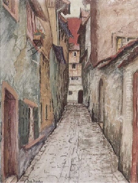 Blick In Das Zitronengassele Zu Lindau Oil Painting by Robert Richter