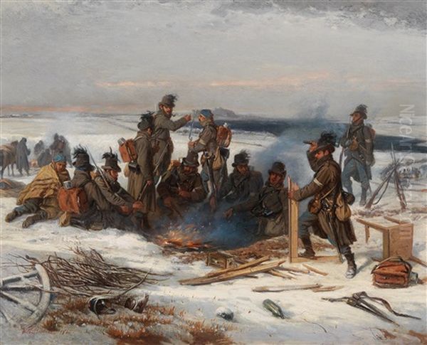 Soldiers Resting Oil Painting by Wilhelm Richter