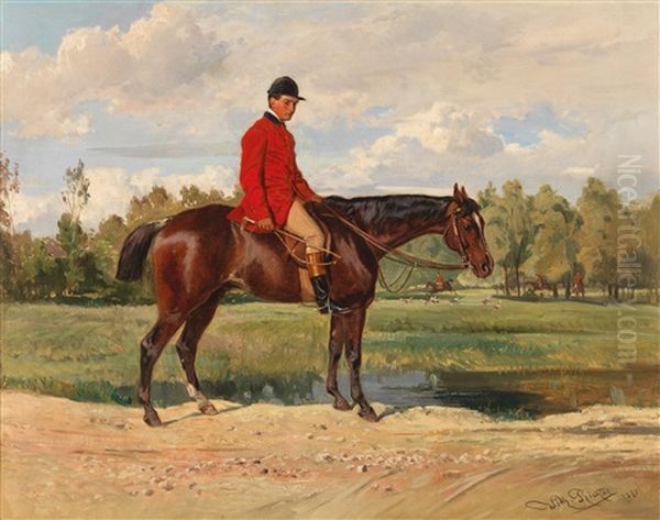 Hunter Oil Painting by Wilhelm M. Richter