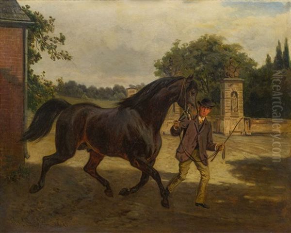 Ein Rappe Wird Vorgefuhrt Oil Painting by Wilhelm M. Richter