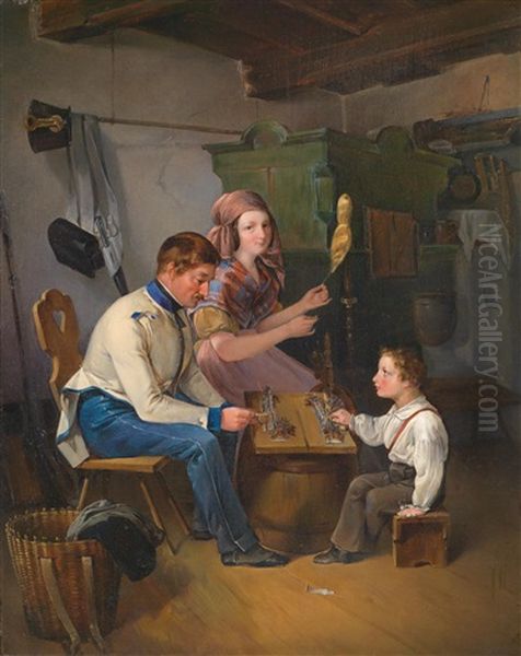 Spiel Mit Den Zinnsoldaten Oil Painting by Wilhelm M. Richter