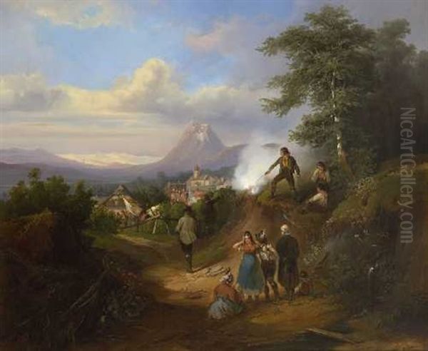 Fronleichnam In Oberosterreich Oil Painting by Wilhelm M. Richter