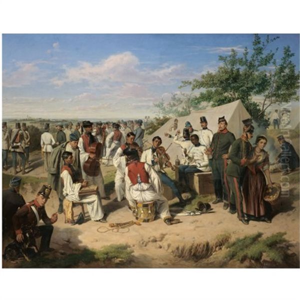 Szene Aus Dem Italienischen Feldzuge Oil Painting by Wilhelm M. Richter