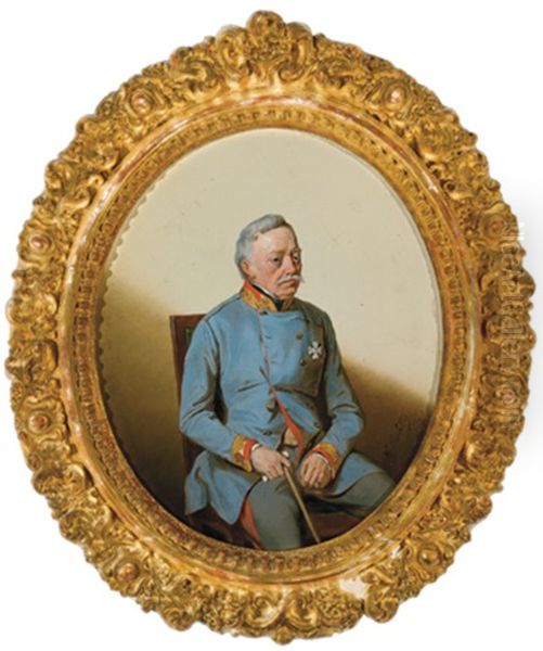 Feldmarschall Josef Wenzel Graf Radetzky, Portrat Des Alten Feldmarschalls In Uniform Oil Painting by Wilhelm M. Richter