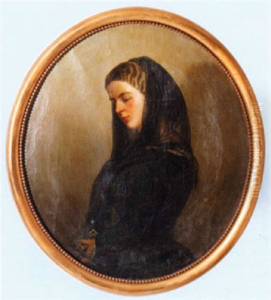 Bildnis Einer Jungen Dame Oil Painting by Wilhelm M. Richter