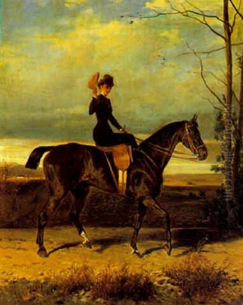 Kaiserin Elisabeth Von Osterreich Zu Pferd Oil Painting by Wilhelm M. Richter