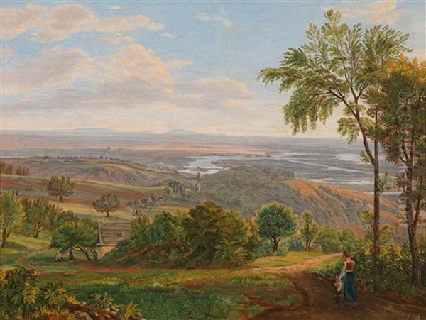 Blick Auf Die Donau Bei Wien Oil Painting by Franz Richter