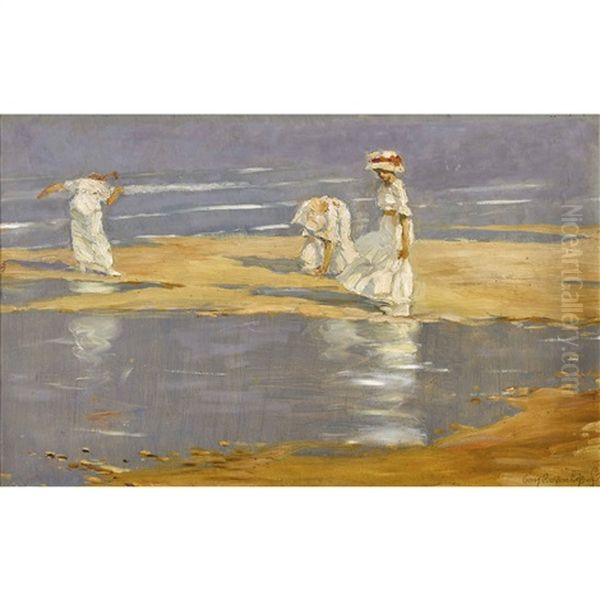 Strandpartie Mit Damen Oil Painting by Georg Richter-Loessnitz