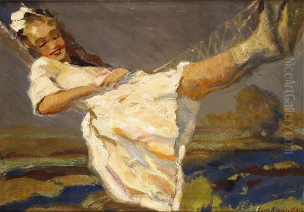 In The Hammock Oil Painting by Georg Richter-Loessnitz