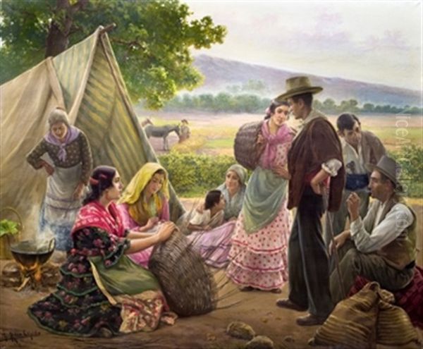 Merienda De Campesinos Oil Painting by Jose Rico y Cejudo