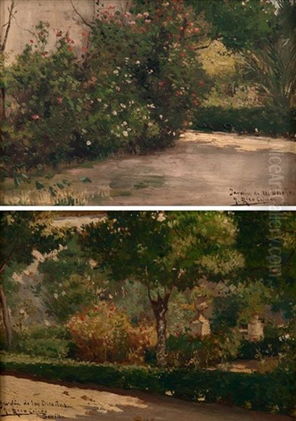 Jardines Del Palacio De Duenas (pair) Oil Painting by Jose Rico y Cejudo