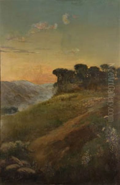 Paisaje Del Atardecer Oil Painting by Jose Rico y Cejudo