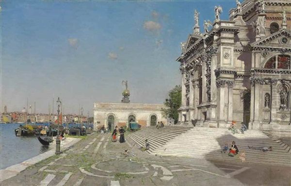 Santa Maria Della Salute And The Dogana, Venice Oil Painting by Martin Rico y Ortega