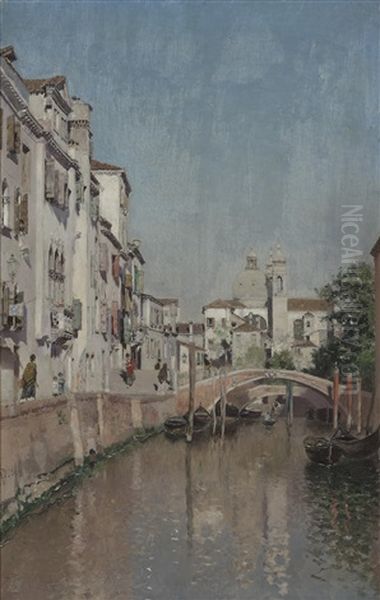 A Quiet Canal, Venice Oil Painting by Martin Rico y Ortega