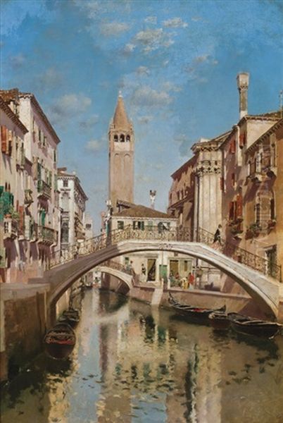 Venetian Scene Oil Painting by Martin Rico y Ortega