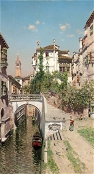 Canal Veneciano Oil Painting by Martin Rico y Ortega