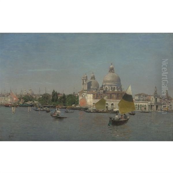 View Of The Bacino Di San Marco With The Basilica Di Santa Maria Della Salute Oil Painting by Martin Rico y Ortega