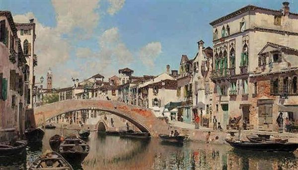 Canal De Venecia Oil Painting by Martin Rico y Ortega