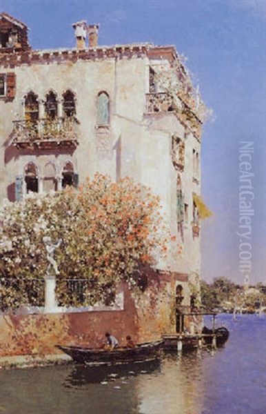 Villa On The Canal Oil Painting by Martin Rico y Ortega