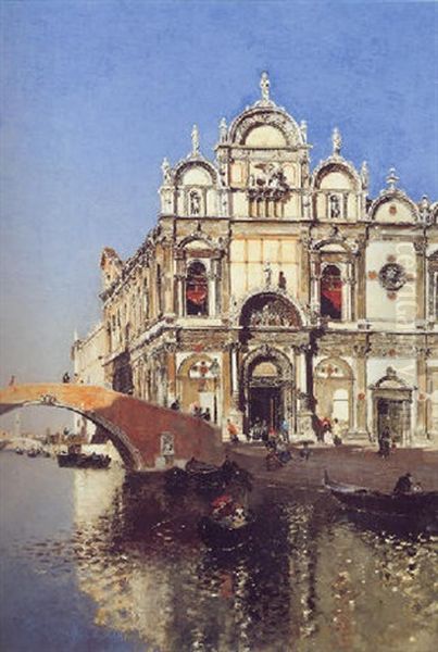 Scuola Grandi Di San Marco And Campo San Giovanni E Paolo, Venice Oil Painting by Martin Rico y Ortega