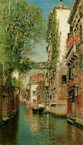 Un Rio Soleggiato, Venezia Oil Painting by Martin Rico y Ortega