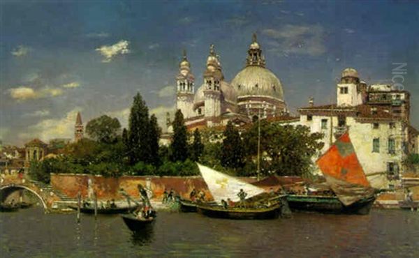 View Of Santa Maria Della Salute From The Canal Oil Painting by Martin Rico y Ortega