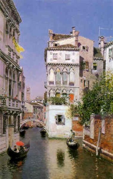 On A Venetian Canal Oil Painting by Martin Rico y Ortega