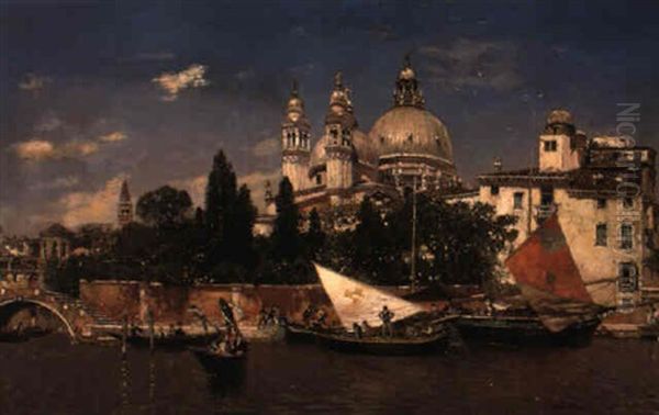 View Of Santa Maria From The Canal Oil Painting by Martin Rico y Ortega