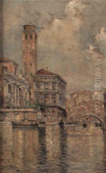 A View Of A Venetian Canal Oil Painting by Martin Rico y Ortega