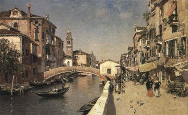 Rio S. Lorenzo With The Campanile Of S. Giorgio Dei Greci, Venice Oil Painting by Martin Rico y Ortega