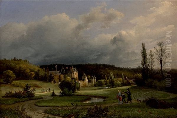 Vue Du Chateau De Courtanvaux Oil Painting by Francois Edme Ricois