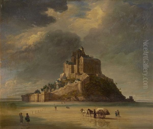 Mont St. Michel Oil Painting by Francois Edme Ricois