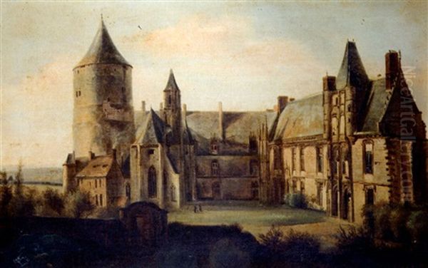 Vue D'un Chateau (contentin ?) Oil Painting by Francois Edme Ricois