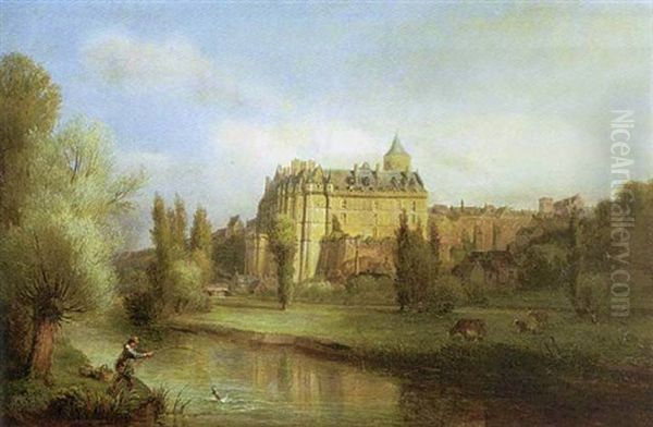 Vue Du Chateau De Chateaudun Oil Painting by Francois Edme Ricois