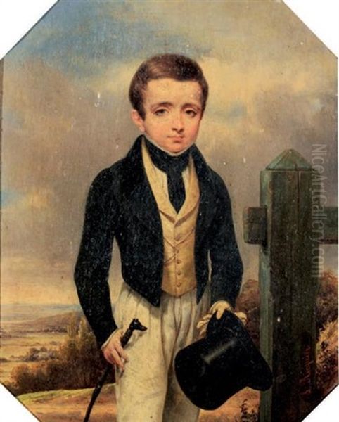 Portrait D'anatole Reille (1822-1837) Oil Painting by Louis Ricquier