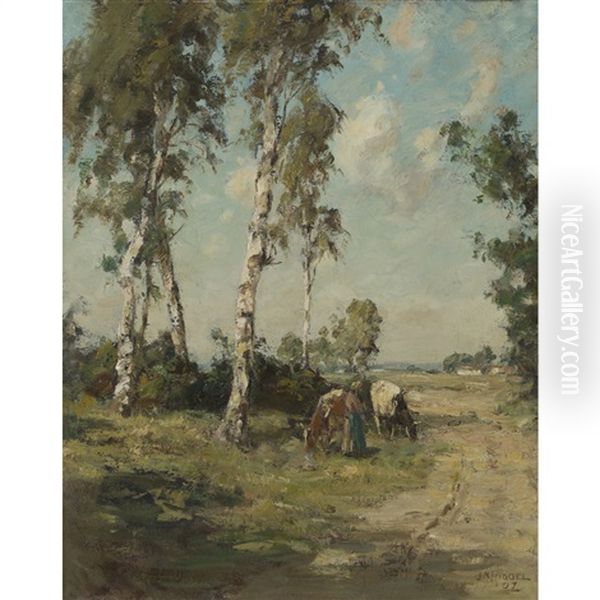 Summer Pasture Oil Painting by James Riddel