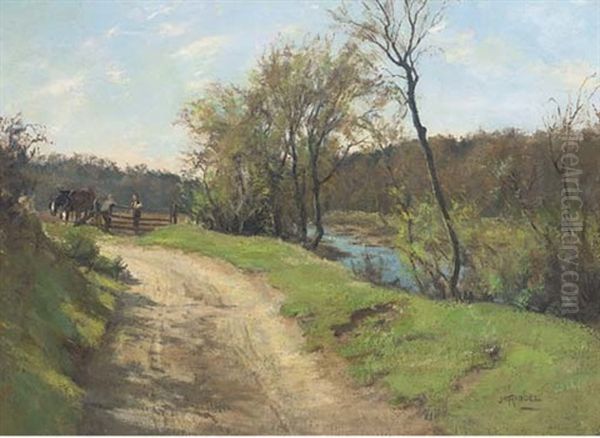 The Riverside Track Oil Painting by James Riddel