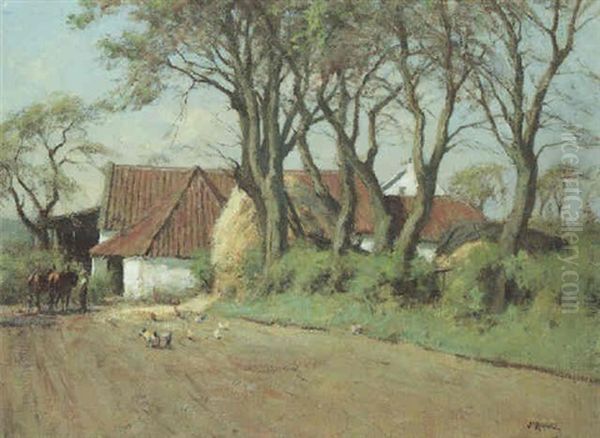 A Farmstead, Fife Oil Painting by James Riddel