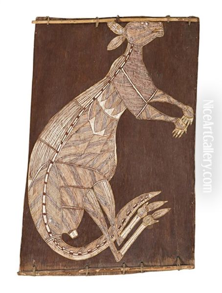 Totemic Kangaroo Oil Painting by Louis Marie Joseph Ridel