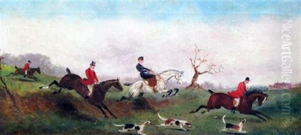 Hunting Scene (+ Another; Pair) Oil Painting by Philip H. Rideout