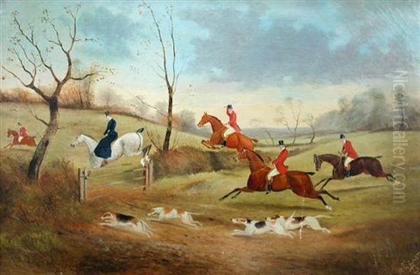 Hunting Scene (+ Another; Pair) Oil Painting by Philip H. Rideout